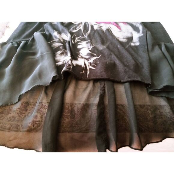 Shannon Ford New York Designer Floral Studded Tank Top w/ruffle clear bottom M - Picture 5 of 5